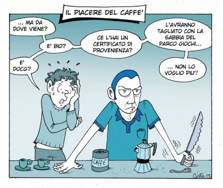 Caffè o non caffè? Vignetta di Costanza Prinetti