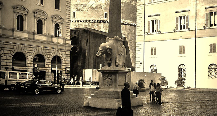 ABBIAMO OSPITI/ROMA - Passeggiate romane. Un pulcino in piazza: pigola, grugnisce, bramisce
